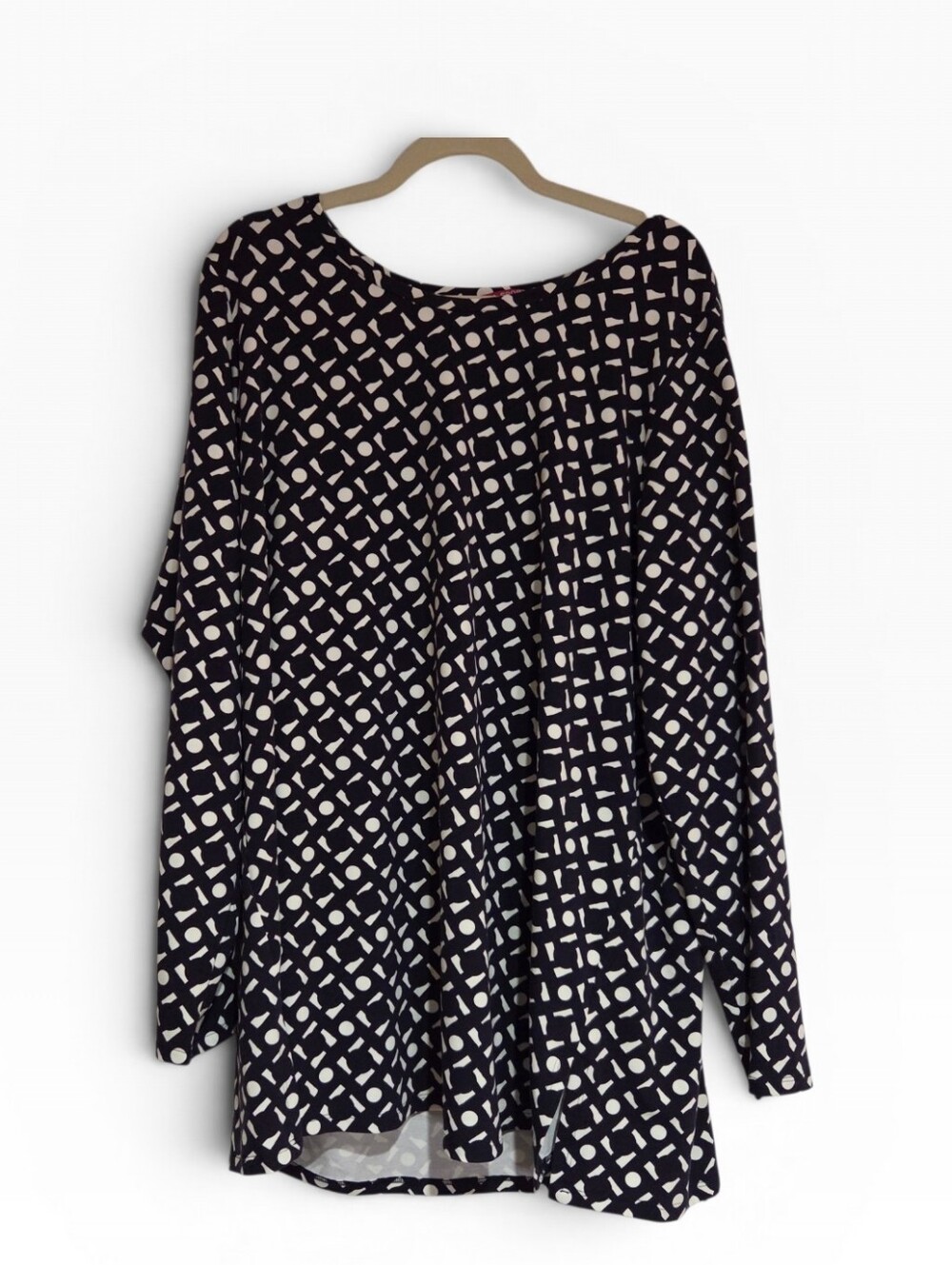 Marina‎ Rinaldi Sport "VAJOLET" Blue And White Viscose Long Sleeve Shirt XL 22W
